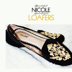 ELEGANT Nicole Gold and Black Loafers